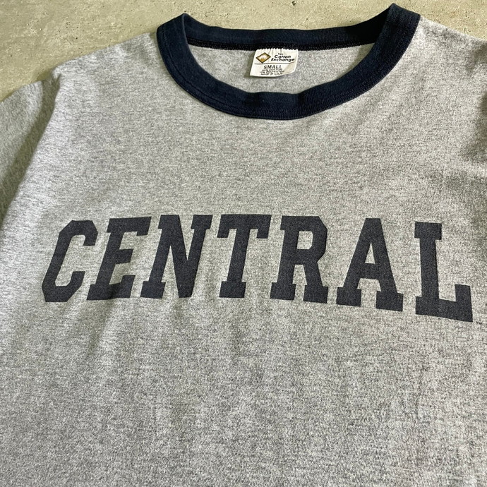 USA製 90年代 CENTRAL カレッジ プリント リンガーTシャツ