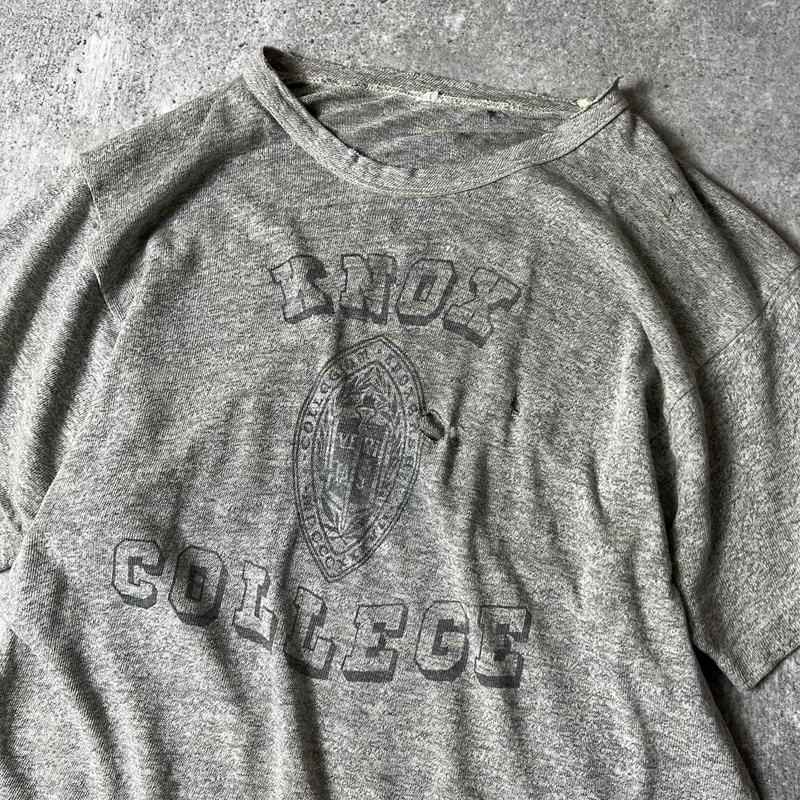 雰囲気系 60s 70s USA製 Champion 3段 カレッジ プリント 半袖 Tシャツ