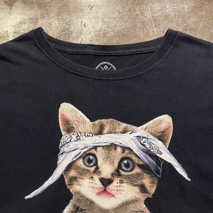 DOM アニマルプリント ラッパーみにゃらいな猫 半袖Tシャツ XLサイズ ...