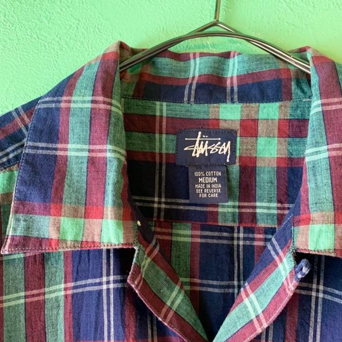 90s stussy オープンカラー 半袖 チェックシャツ | Vintage.City