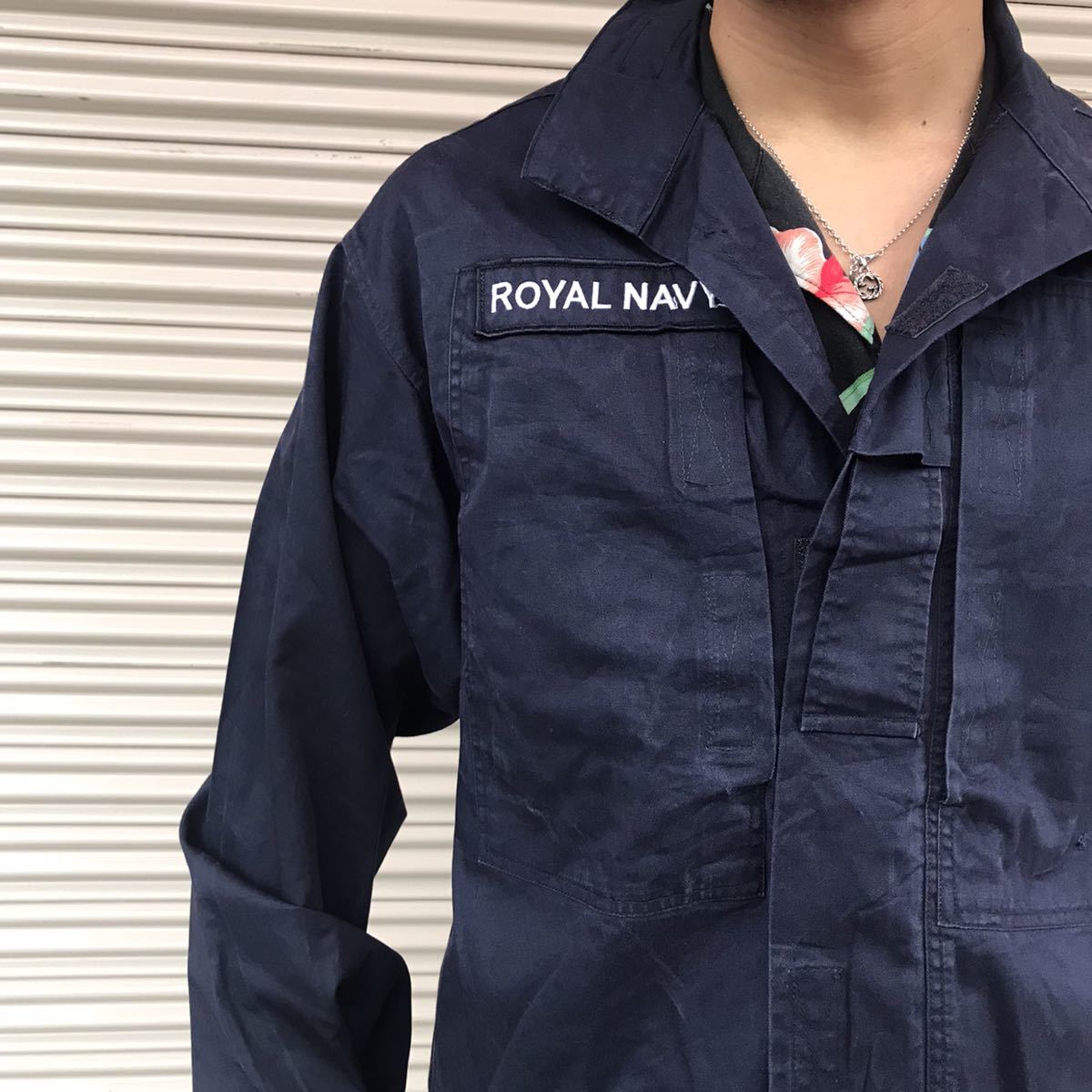 美品 英国 Royal Navy イギリス軍 コンバット ジップアップ シャツ 