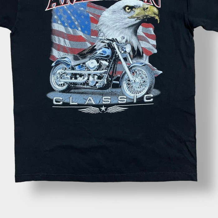 USA古着】バイク イーグル 鷹 星条旗 AMERICAN CLASSIC ロゴ プリント
