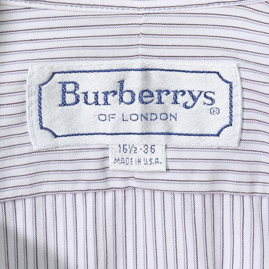 バーバリー USA製 ストライプシャツ コットン BURBERRY メンズ16.5-36