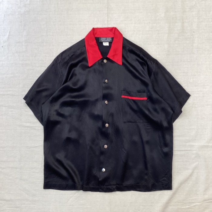 50s ロカビリー 半袖 シャツ ブラック プルオーバー ヴィンテージ USAアメリカ製