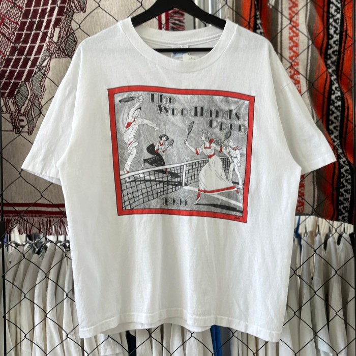 90s USA製 バドミントン アート系 半袖Tシャツ シングルステッチ