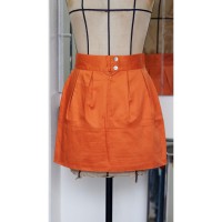 #740 mini skirt / オレンジ ミニスカート シェルボタン | Vintage.City 빈티지숍, 빈티지 코디 정보