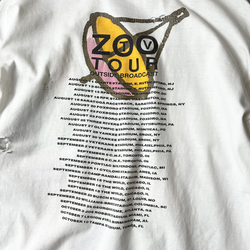 雰囲気系 90s USA製 U2 オフィシャル 1992 Zoo TV ツアー プリント