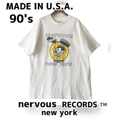 希少！USA製 90s nervous RECORDS new york ヴィンテージTシャツ XL ...