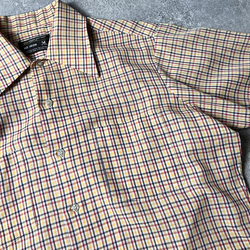 70年代 ジェイシーペニー J.C.Penney チェック柄 オープンカラー ウールボックスシャツ メンズXL ヴィンテージ /eaa367012
