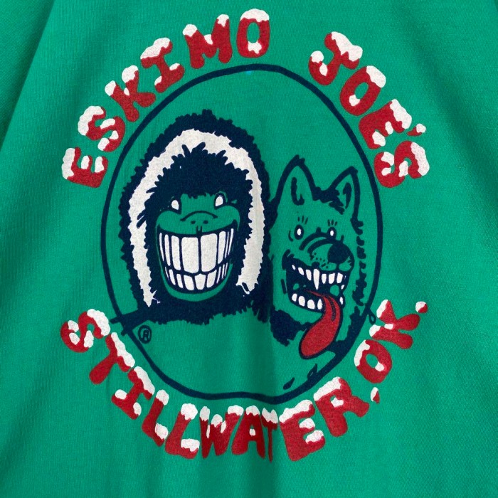 80s USA製 ヘインズ 企業物 Tシャツ エスキモージョーズ 緑グリーンXL ...