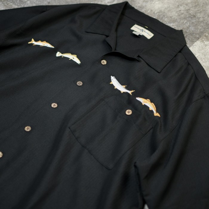 オーバーサイズ デザイン 刺繍 半袖シャツ オープンカラーシャツ
