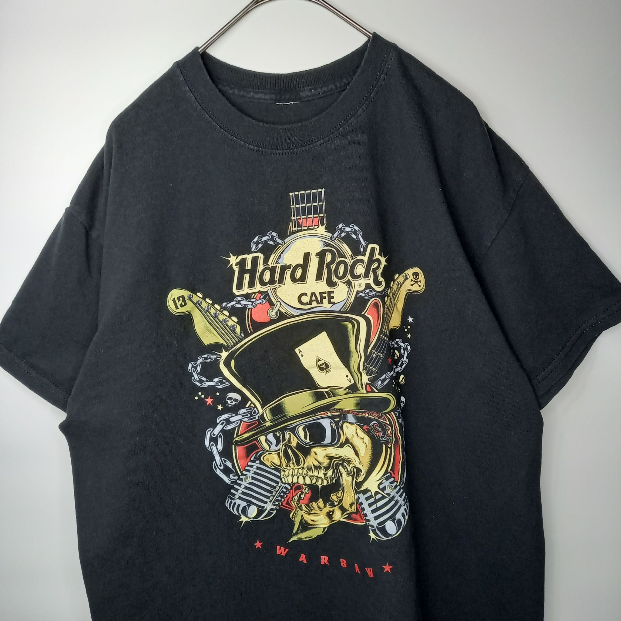 90s HARD ROCK CAFE 半袖Tシャツ スカルプリント メキシコ製 ブラック