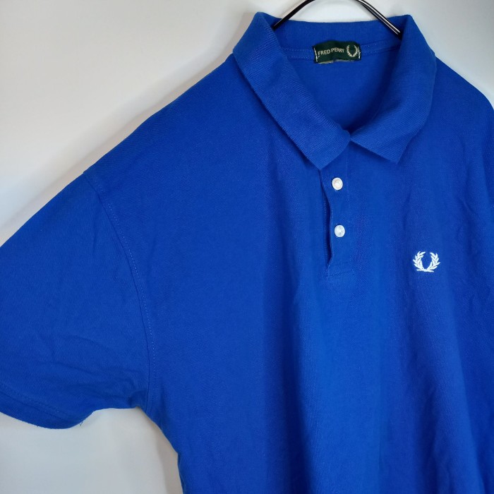 フレッドペリー　半袖ポロシャツ　刺繍ロゴ　ブルー | Vintage.City 古着屋、古着コーデ情報を発信