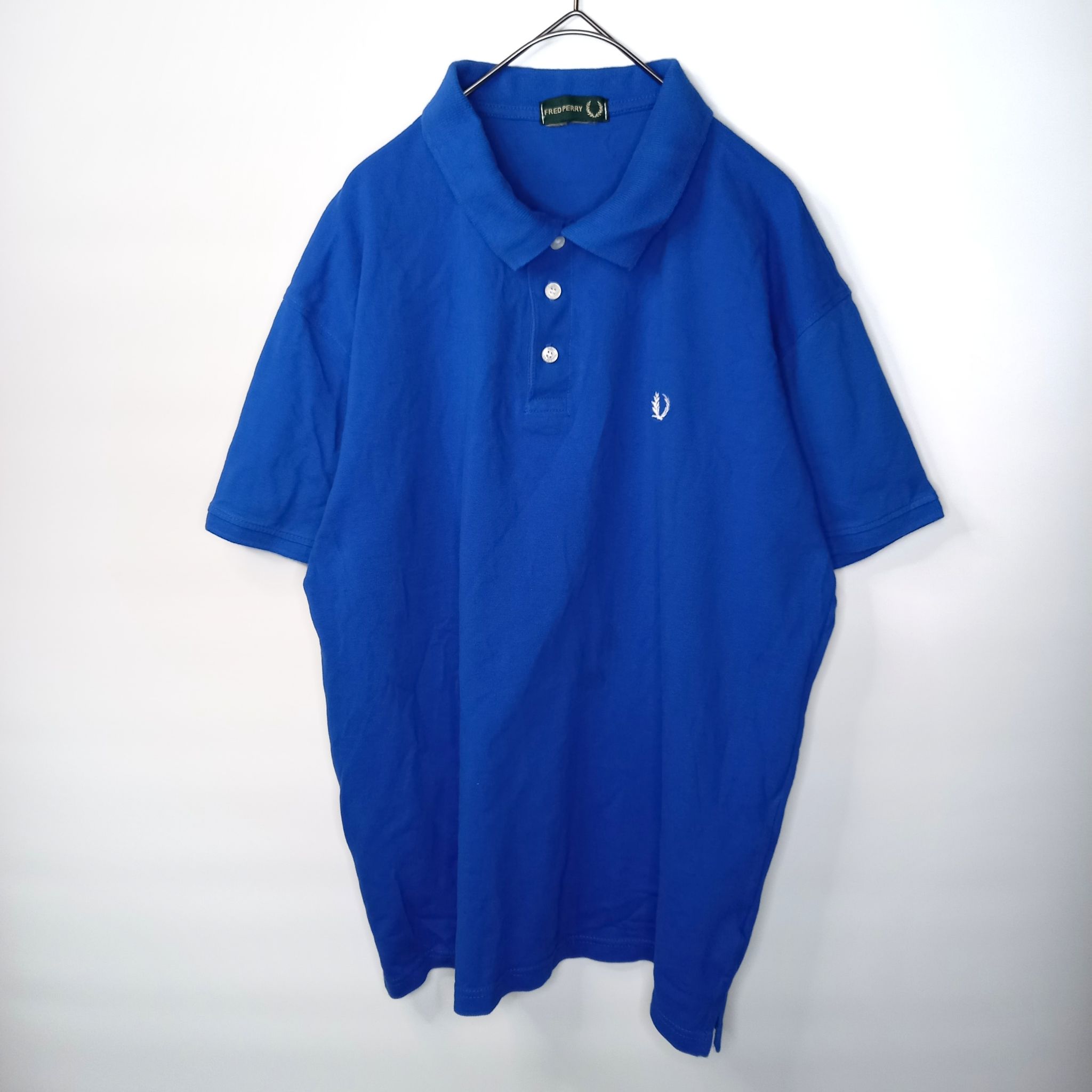 フレッドペリー 半袖ポロシャツ 刺繍ロゴ ブルー | Vintage.City