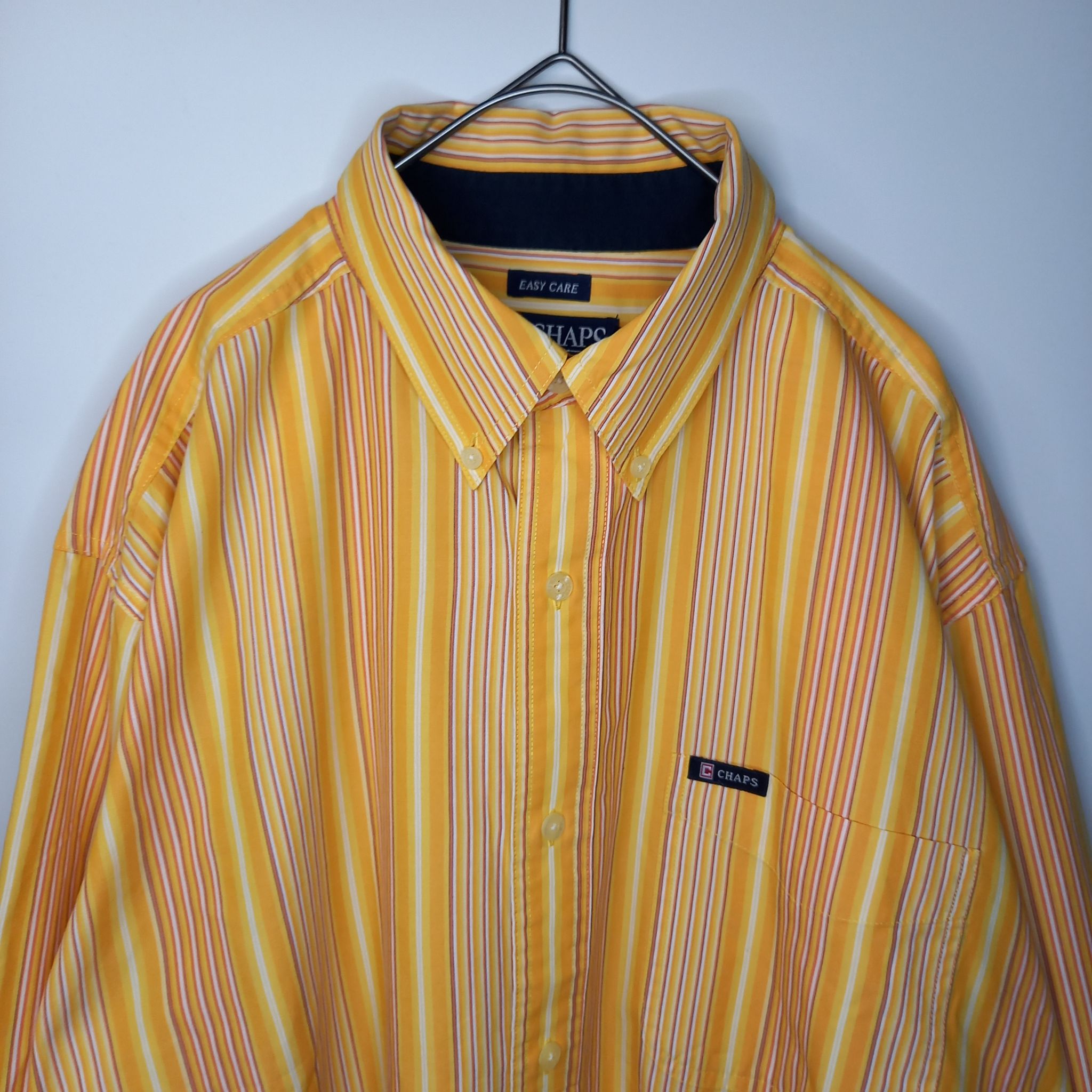 チャップス ストライプ BDシャツ 刺繍ロゴ オレンジ L/G | Vintage.City