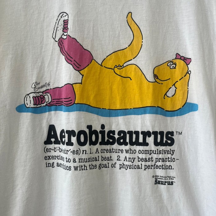 80s- USA製 エアロビザウルス デザイン系 半袖Tシャツ シングル
