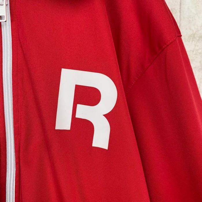 トラックジャケット 赤 L リブ 英字ロゴ 背面 ビッグロゴ ビンテージ感
