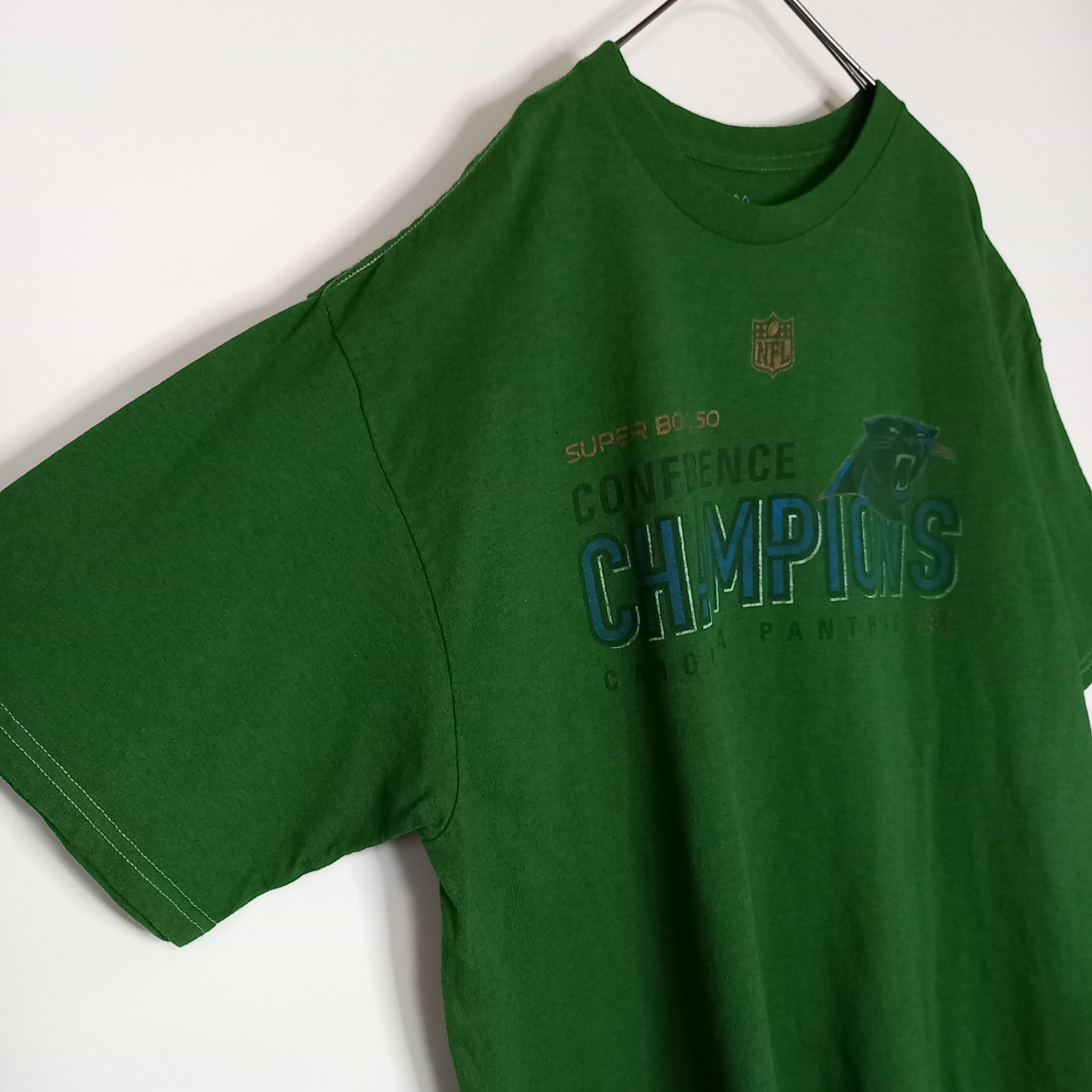 マジェスティック NFL クルーネック プリントTシャツ パンサーズ 緑 XL