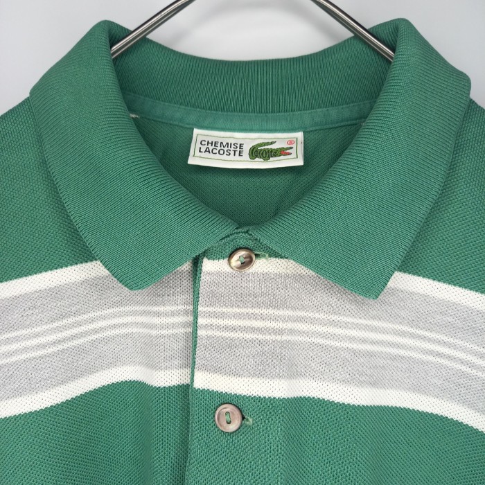 CHEMISE ラコステ　ラガー　ポロシャツ　半袖　ボーダー　シェルボタン　グリーン　緑 | Vintage.City 古着屋、古着コーデ情報を発信