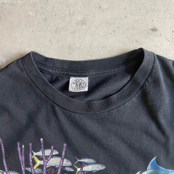 90年代 USA製 PETER KULL 魚 アート プリント Tシャツ メンズL