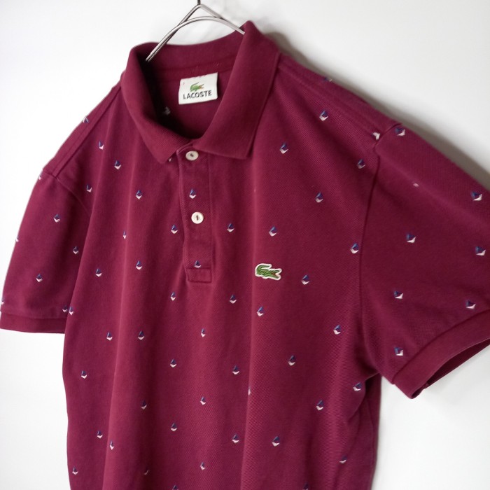 韓国製　ラコステ　ポロシャツ　半袖　シェルボタン　刺繍ロゴ　総柄　赤　紫　3サイズ | Vintage.City 古着屋、古着コーデ情報を発信