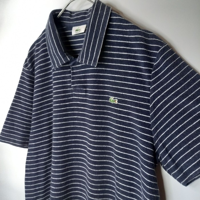 日本製　ラコステ　ポロシャツ　半袖　ボーダー　スナップボタン　ファブリカ　ネイビー　紺　4サイズ　M | Vintage.City 古着屋、古着コーデ情報を発信