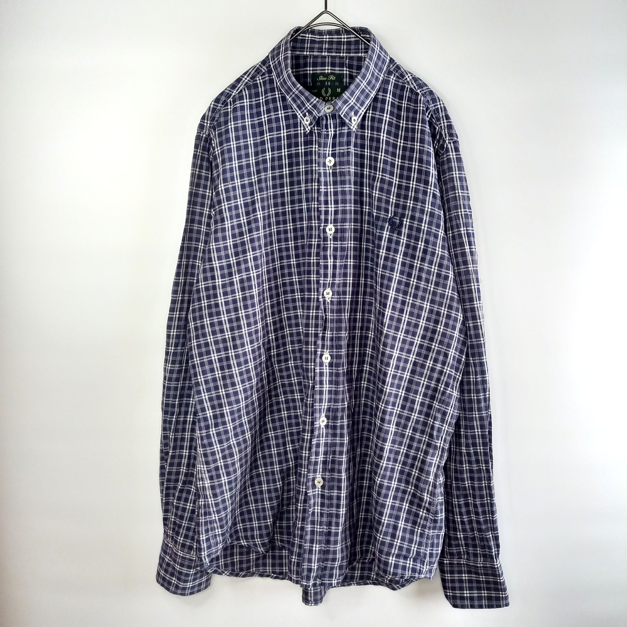 フレッドペリー　タータンチェック　シャツ　ワンポイントロゴ　　半袖　XL