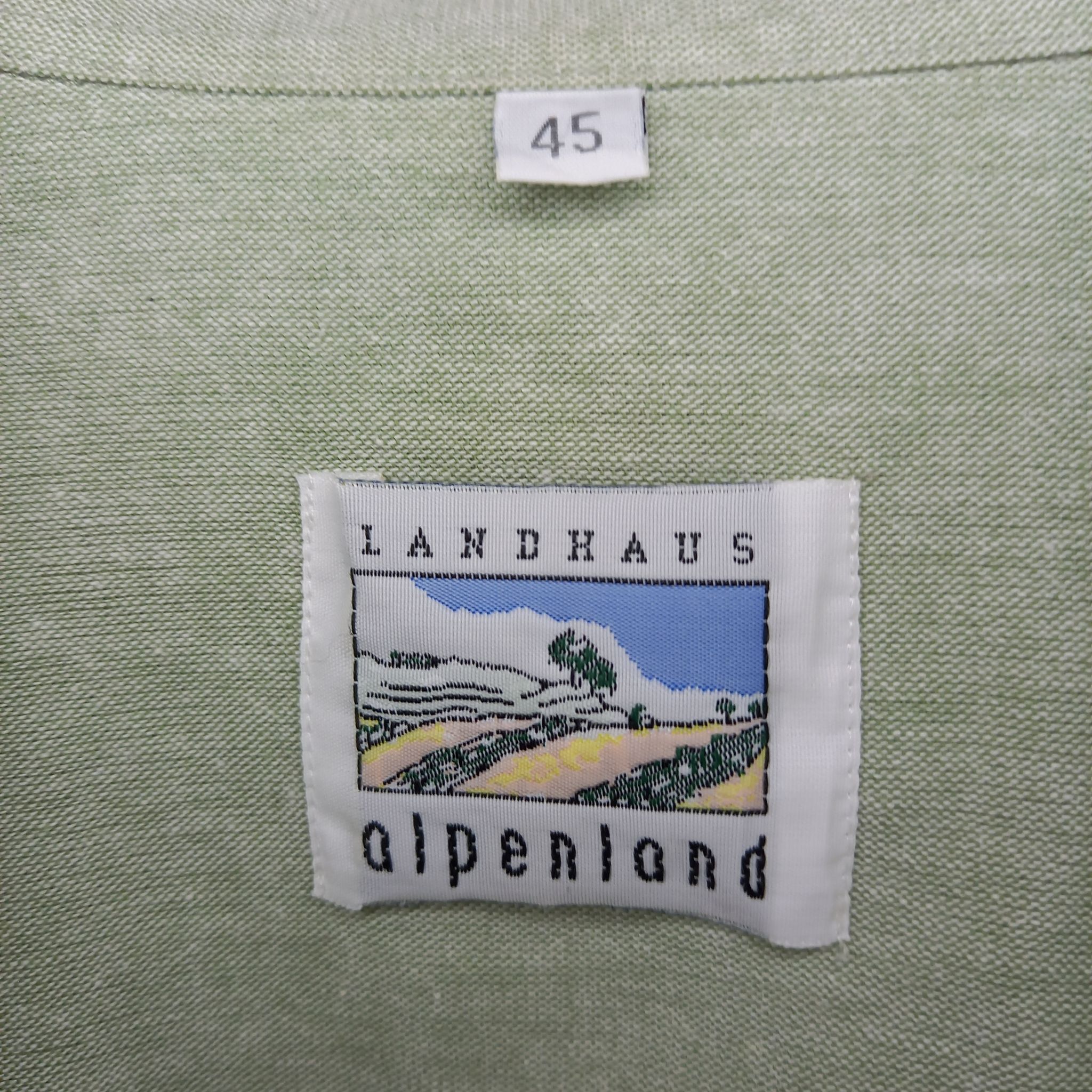LANDHAUS　コットン　チロリアンシャツ　花刺繍　ドイツ　ミントグリーン