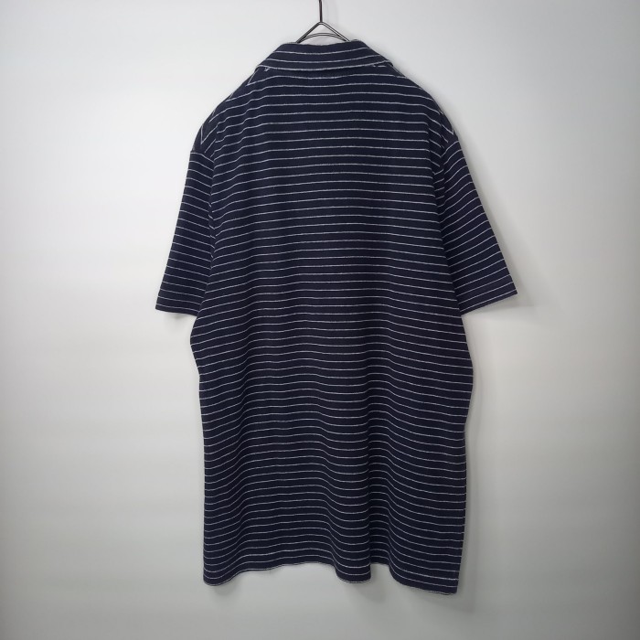 日本製　ラコステ　ポロシャツ　半袖　ボーダー　スナップボタン　ファブリカ　ネイビー　紺　4サイズ　M | Vintage.City 빈티지숍, 빈티지 코디 정보