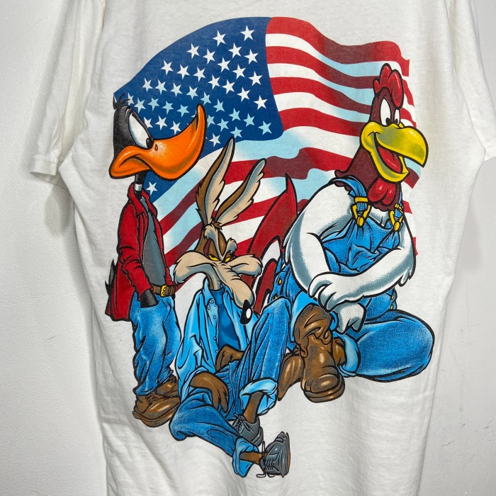 90s ルーニーテューンズ バックスバニー USAフラッグキャラTシャツ M 