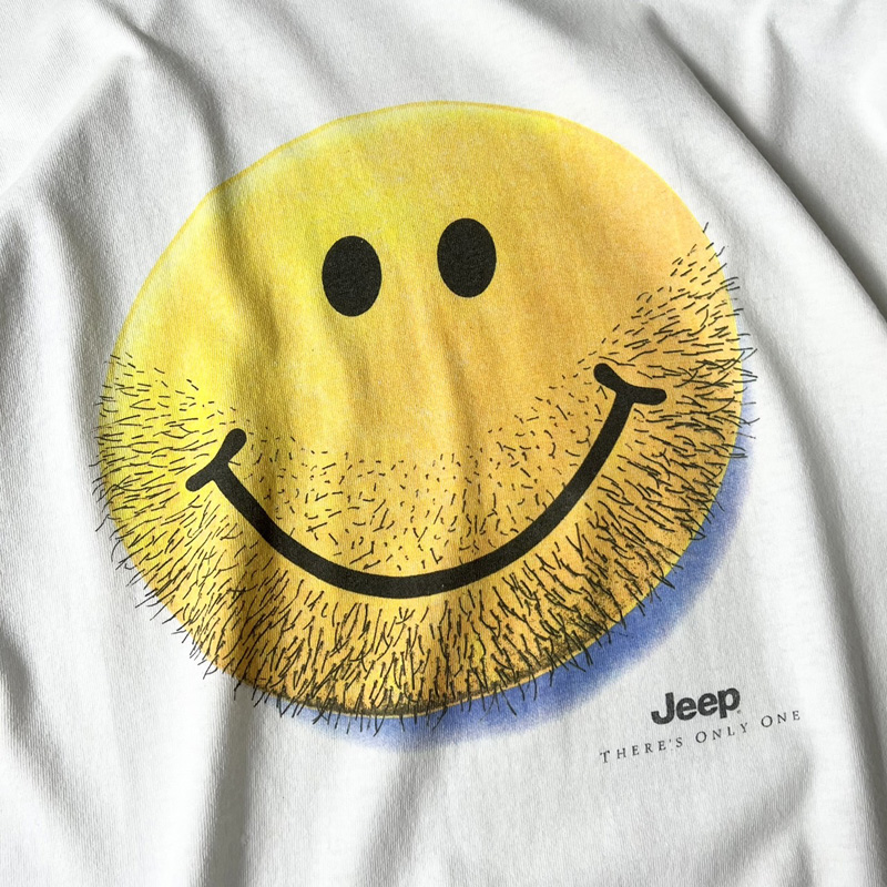 90s Jeep 企業物 スマイル ニコちゃん 髭 プリント 半袖 Tシャツ XXL ...