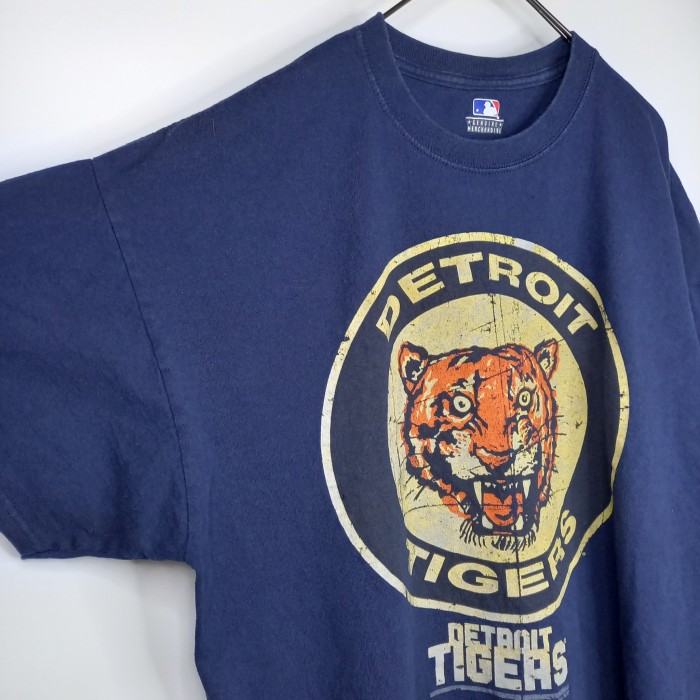 正規品　MLB　クルーネック　ベースボールTシャツ　タイガース　ビッグロゴ　ネイビー　紺　XL | Vintage.City 古着屋、古着コーデ情報を発信