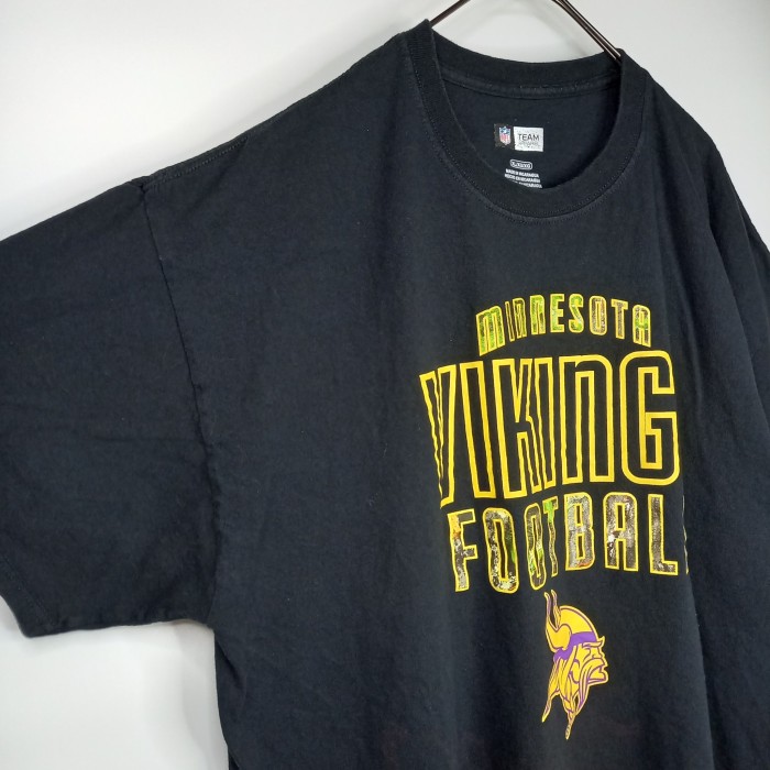 NFL　クルーネック　フットボールTシャツ　バイキングス　ビッグロゴプリント　ブラック　黒　XL | Vintage.City 古着屋、古着コーデ情報を発信
