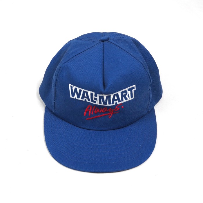 80s【USA製】WAL-MART スナップバックキャップ フリーサイズ ブルー 