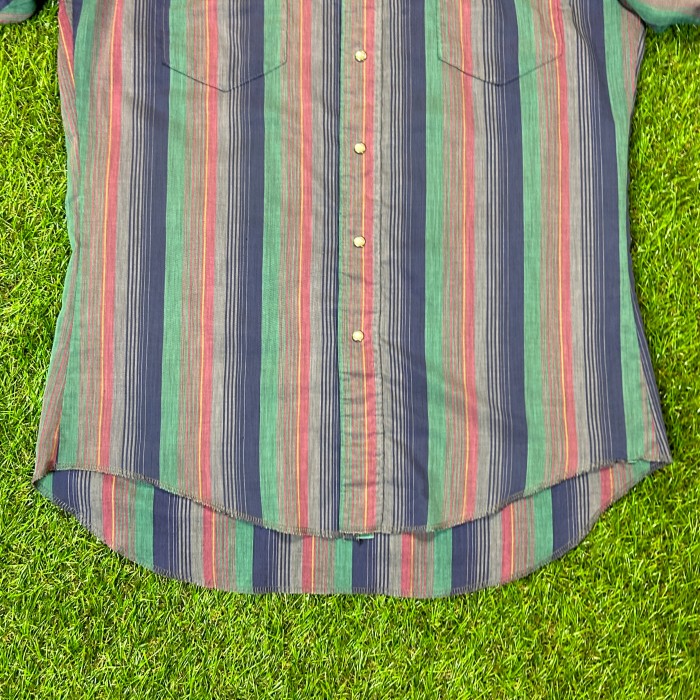 80s Wrangler Striped Western Shirt / Vintage ヴィンテージ 古着 半袖シャツ ストライプ ウェスタンシャツ ラングラー | Vintage.City 古着屋、古着コーデ情報を発信
