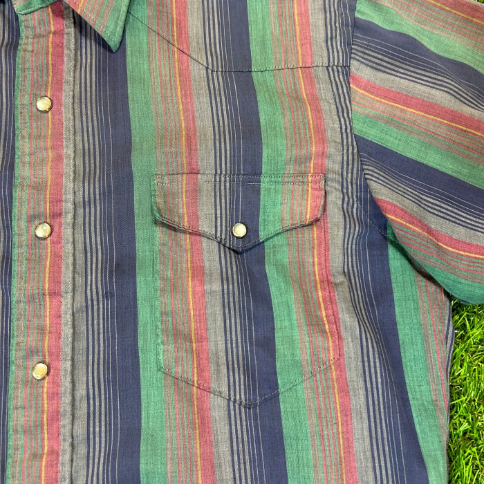 80s Wrangler Striped Western Shirt / Vintage ヴィンテージ 古着 半袖シャツ ストライプ ウェスタンシャツ ラングラー | Vintage.City 古着屋、古着コーデ情報を発信