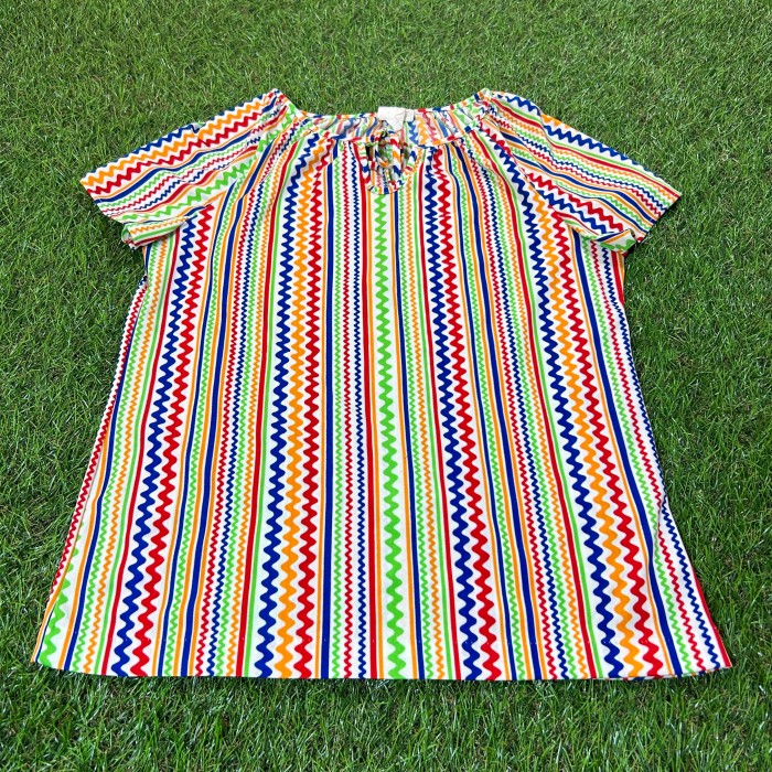 80s-90s Zigzag Striped Tops / Vintage ヴィンテージ 古着 トップス ...