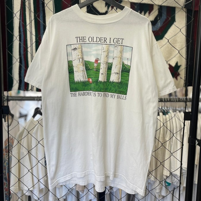 90s ファニー系 ゴルフ プリント デザイン 半袖tシャツ カットソー