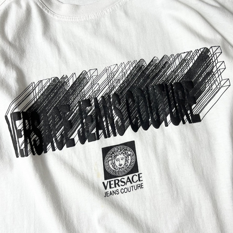 90s VERSACE JEANS COUTURE メデューサ ロゴ プリント 半袖 Tシャツ ...