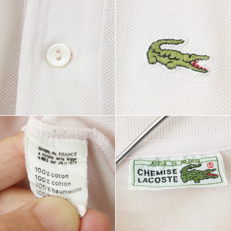 70s 80s フランス製 フレンチラコステ Lacoste 半袖 ポロシャツ ピンク