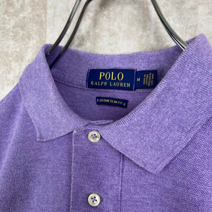 古着 ポロラルフローレン 鹿子 ポロシャツ 刺繍ポニー 紫 ラベンダー