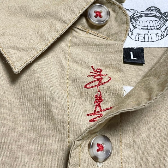 ECKŌ complex 半袖プリントワークシャツ ベージュ Lサイズ | Vintage.City 古着屋、古着コーデ情報を発信