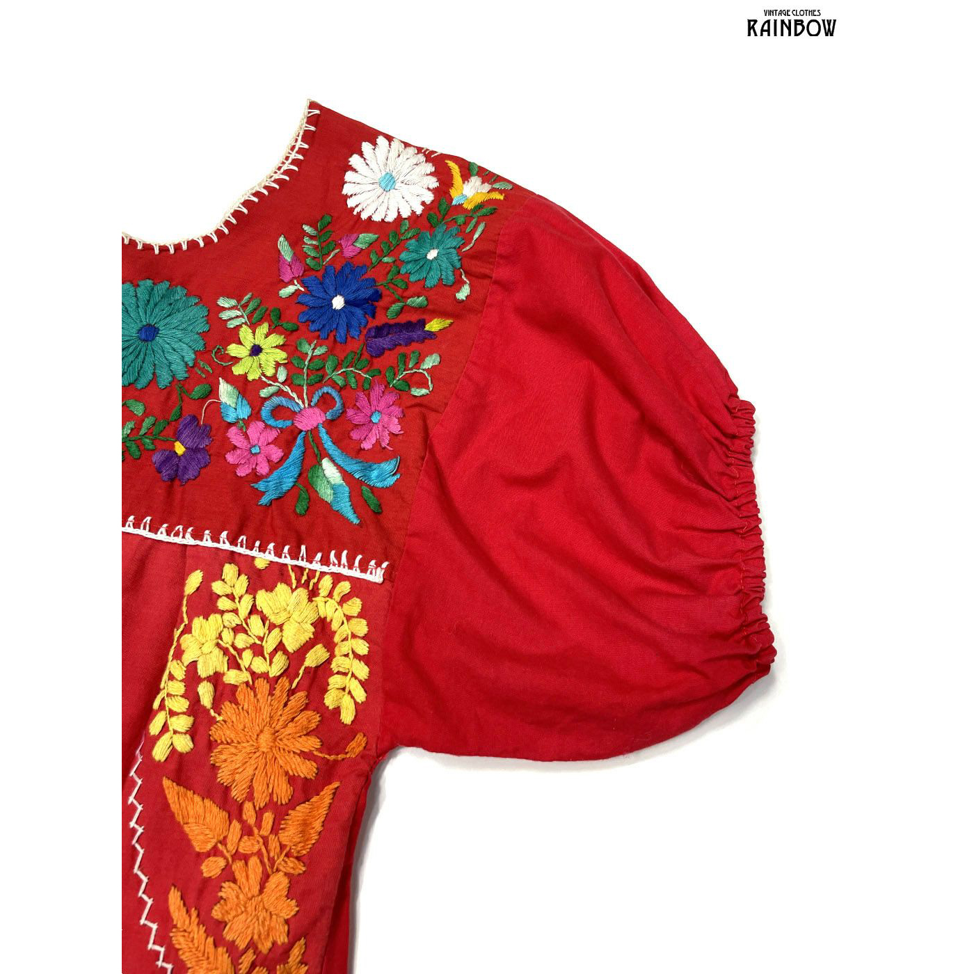 再入荷低価ビンテージ　50s　アフガン　刺繍　花柄　長袖　ワンピース　バロチドレス　レディース　古着　女子　アメリカ製　220716 Mサイズ