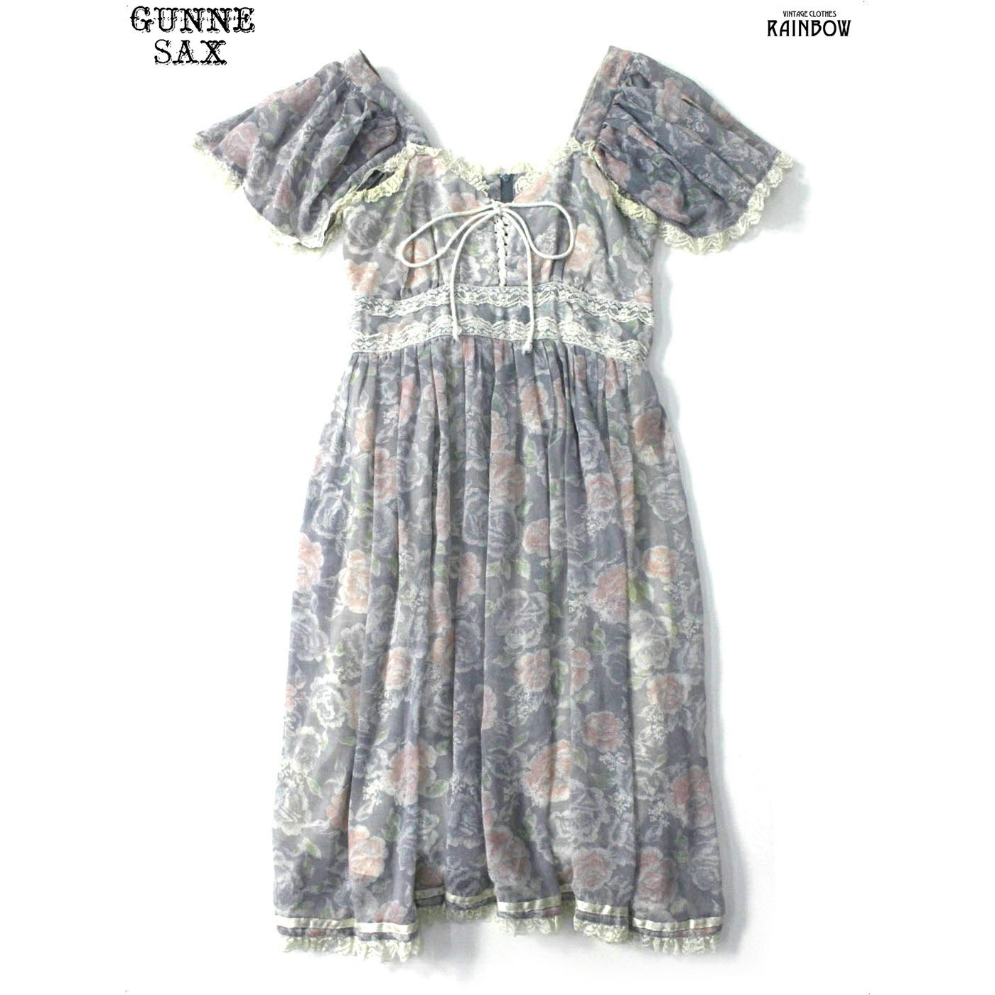 64cmガニーサックス　アメリカ　ドレス　ミニスカート　シフォン　花柄　ワンピース