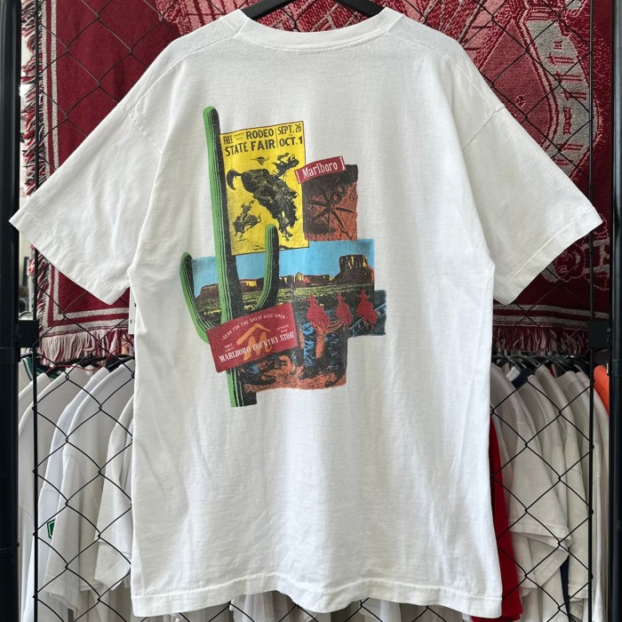 90s USA製 マルボロ 企業系 ポケットTシャツ 半袖 バックプリント