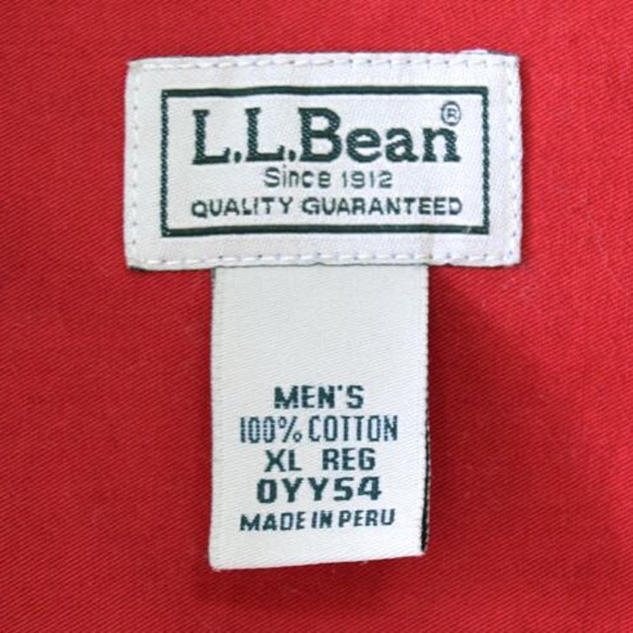 L.L.Bean コットン BDシャツ 長袖シャツ 刺繍ロゴ ワークシャツ 赤色 メンズXL LLビーン アウトドア 古着 @CA0350 | Vintage.City 古着屋、古着コーデ情報を発信