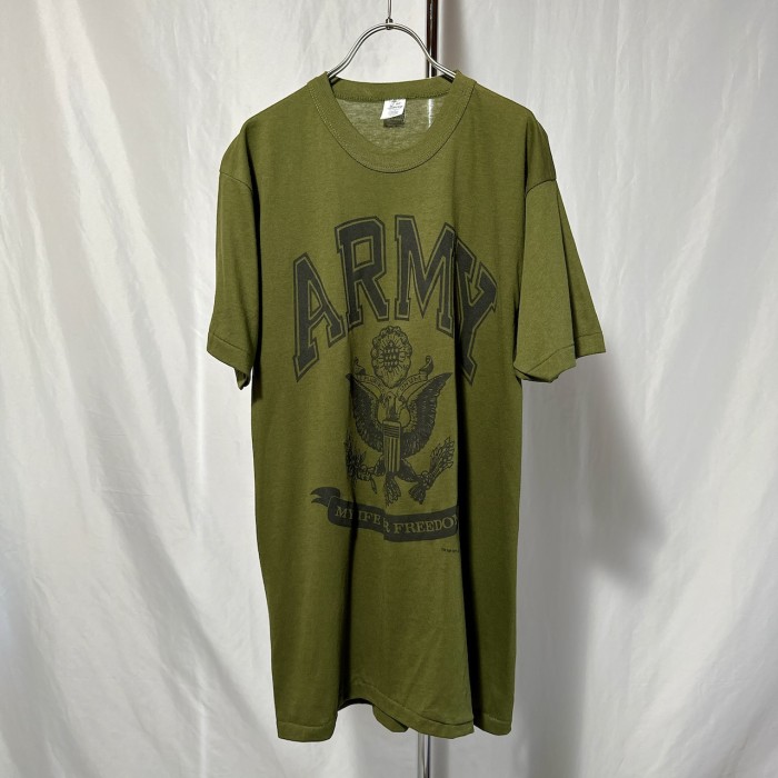 90s USA製 Tee Swing size：L ARMY ミリタリー Tシャツ 半袖 オリーブ 