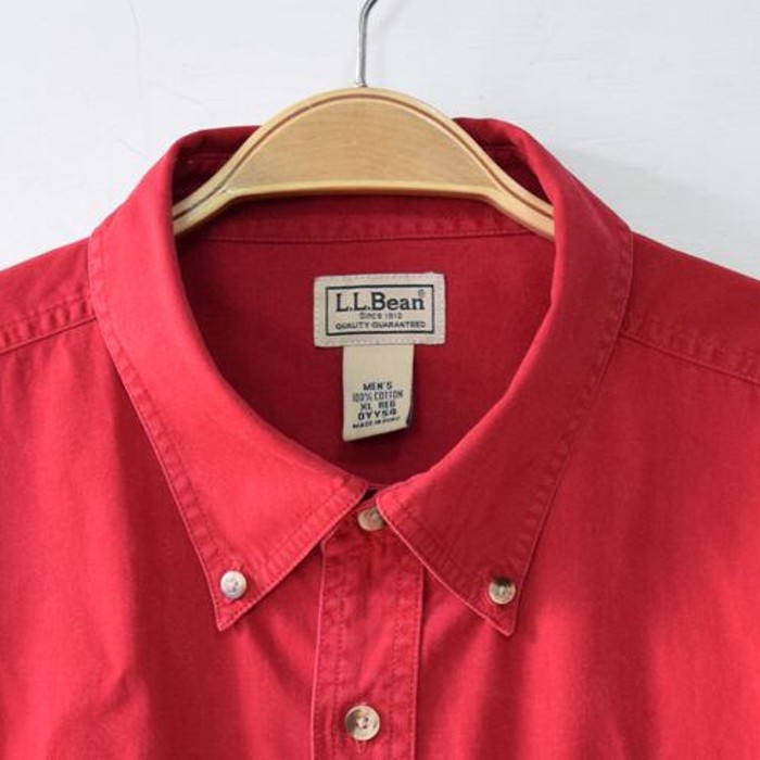 L.L.Bean コットン BDシャツ 長袖シャツ 刺繍ロゴ ワークシャツ 赤色 メンズXL LLビーン アウトドア 古着 @CA0350 | Vintage.City 古着屋、古着コーデ情報を発信