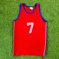 70s Number Seven 7 Tank Top / Made In USA Vintage ヴィンテージ 古着 タンクトップ バスケシャツ メンズライク 赤 レッド | Vintage.City 빈티지숍, 빈티지 코디 정보