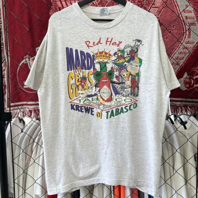 90s USA製 企業系 タバスコ プリントデザイン 半袖Tシャツ シングル 